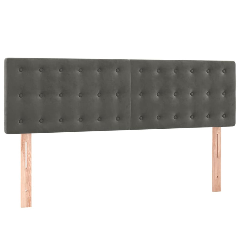 Pat box spring cu saltea, gri închis, 140x200 cm, catifea