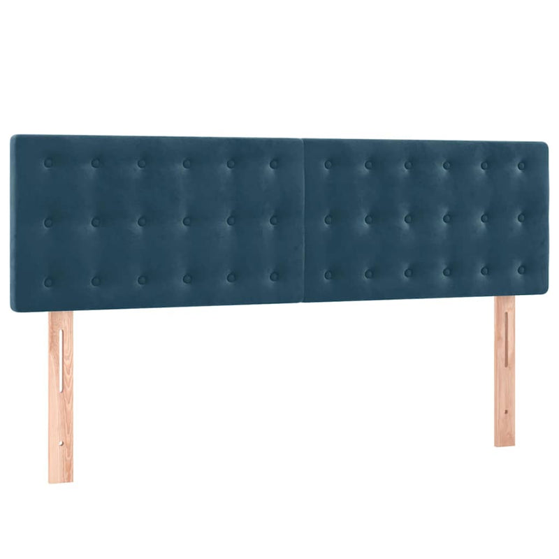 Pat box spring cu saltea, albastru închis, 140x200 cm, catifea