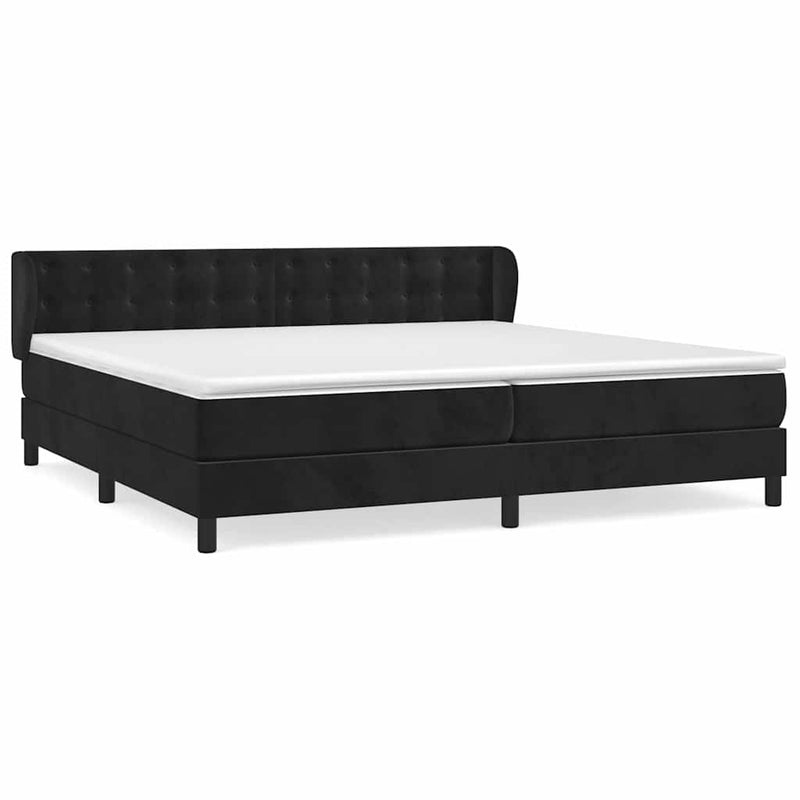 Pat box spring cu saltea, negru, 200x200 cm, catifea