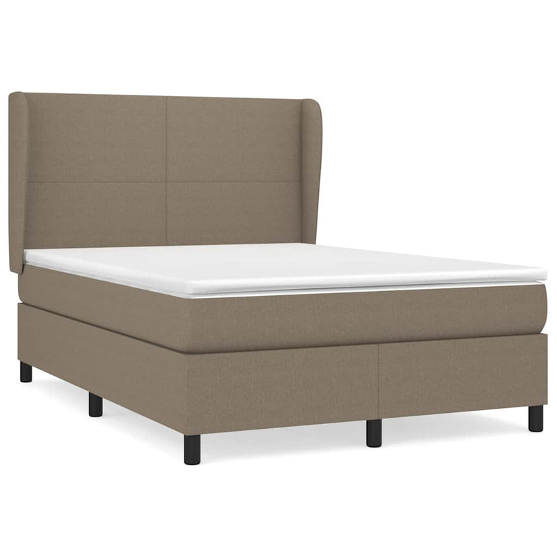 Pat box spring cu saltea, gri taupe, 140x200 cm, textil