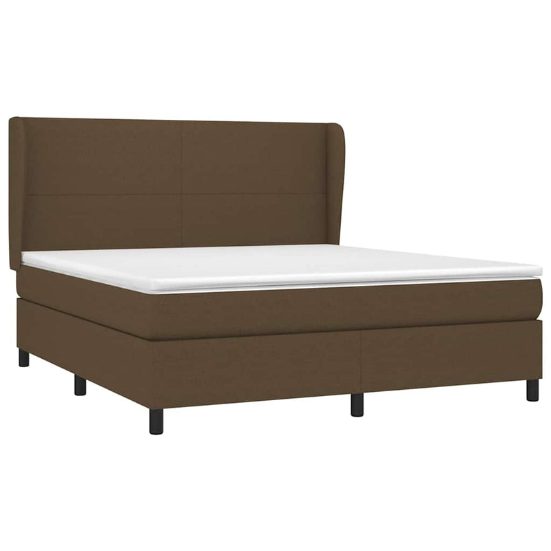 Pat box spring cu saltea, maro închis, 160x200 cm, textil