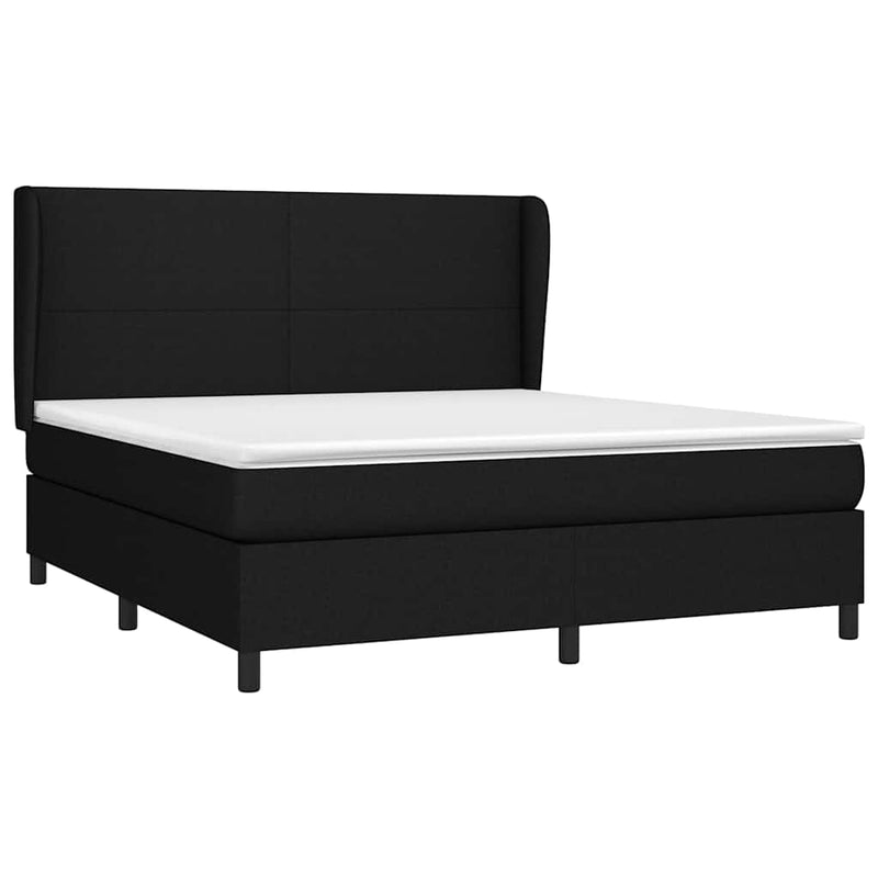 Pat box spring cu saltea, negru, 180x200 cm, catifea