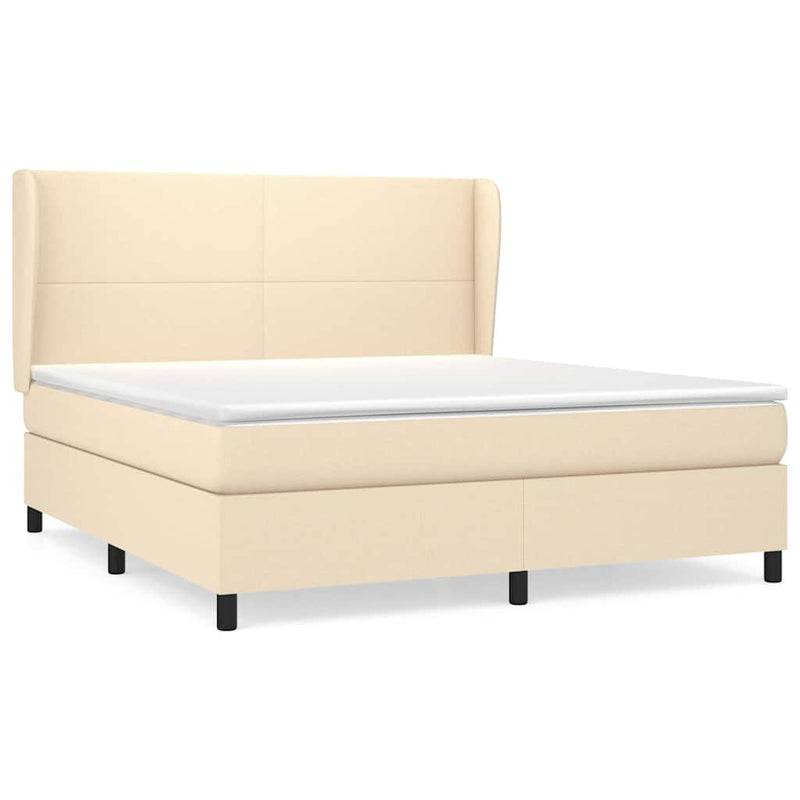 Pat continental cu saltea, crem, 180x200 cm, textil