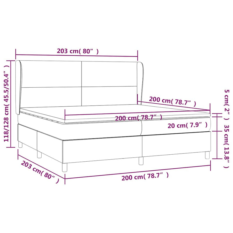 Pat box spring cu saltea, maro închis, 200x200 cm, textil