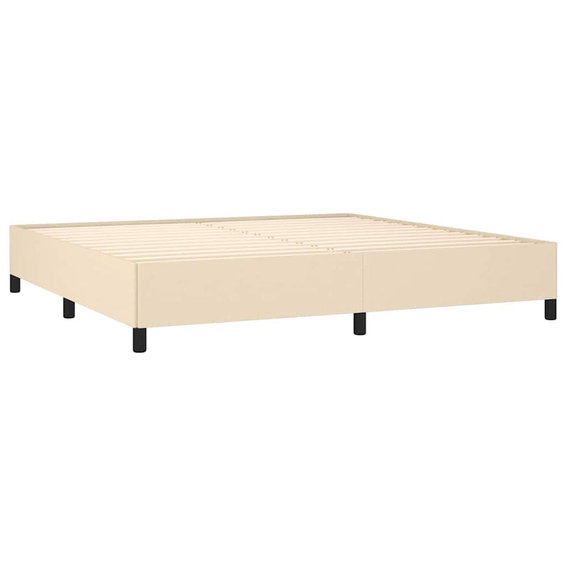 Pat box spring cu saltea, crem, 200x200 cm, textil