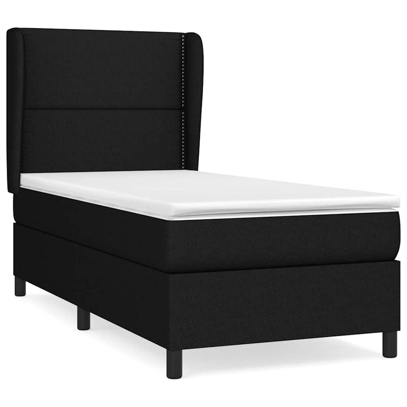 Pat box spring cu saltea, negru, 90x190 cm, textil