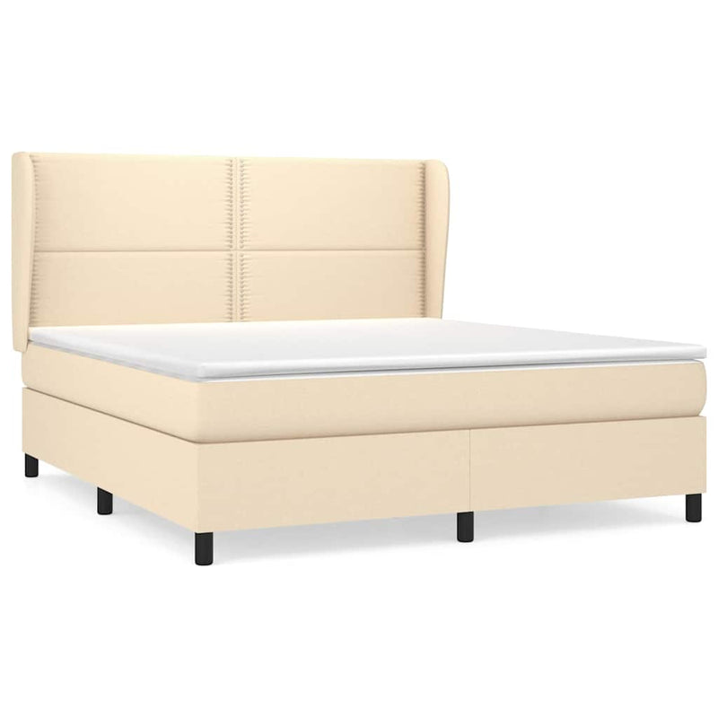Pat continental cu saltea, crem, 180x200 cm, textil