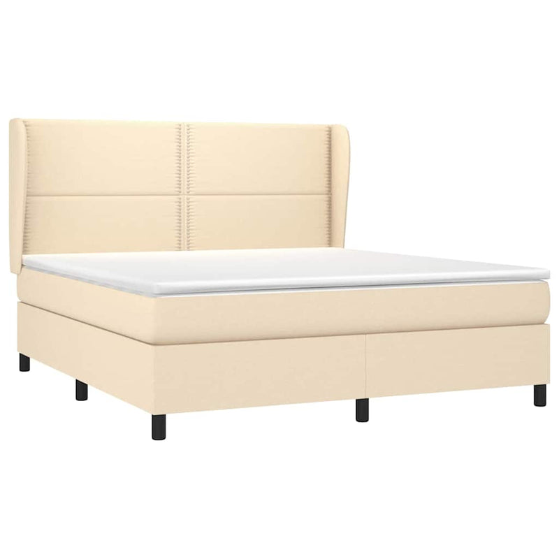 Pat continental cu saltea, crem, 180x200 cm, textil