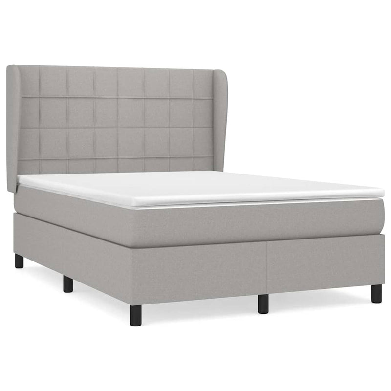 Pat box spring cu saltea, gri deschis, 140x190 cm, textil