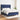 Pat box spring cu saltea, albastru, 140x200 cm, textil