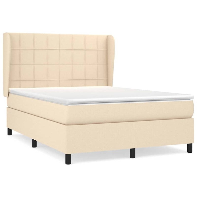 Pat continental cu saltea, crem, 140x200 cm, material textil
