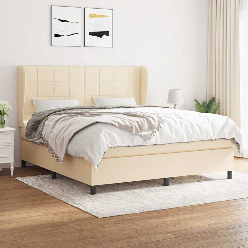 Pat continental cu saltea, crem, 180x200 cm, textil