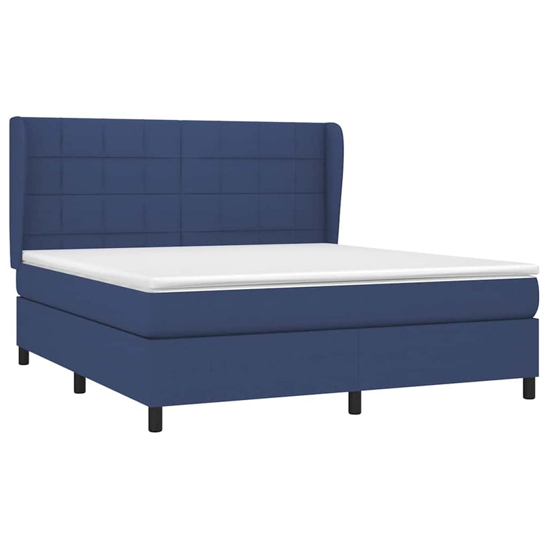 Pat box spring cu saltea, albastru, 180x200 cm, material textil