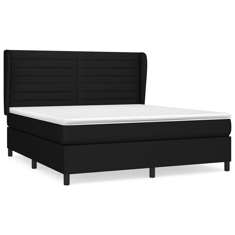 Pat box spring cu saltea, negru, 160x200 cm, textil