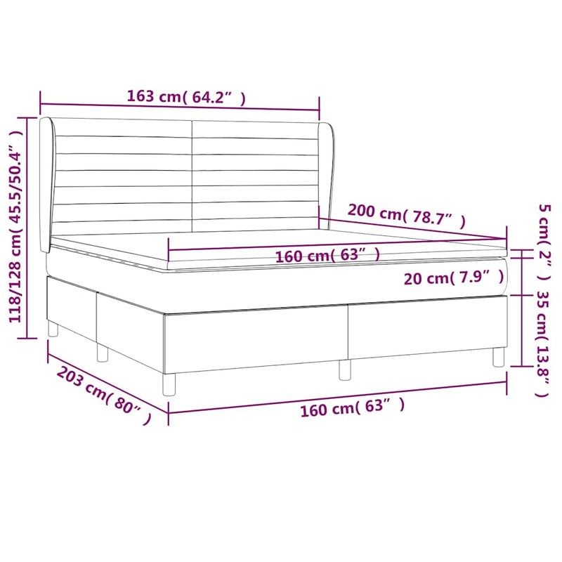 Pat box spring cu saltea, maro închis, 160x200 cm, textil