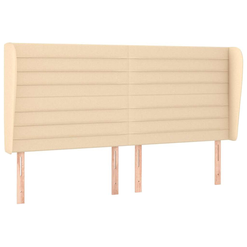 Pat box spring cu saltea, crem, 160x200 cm, material textil