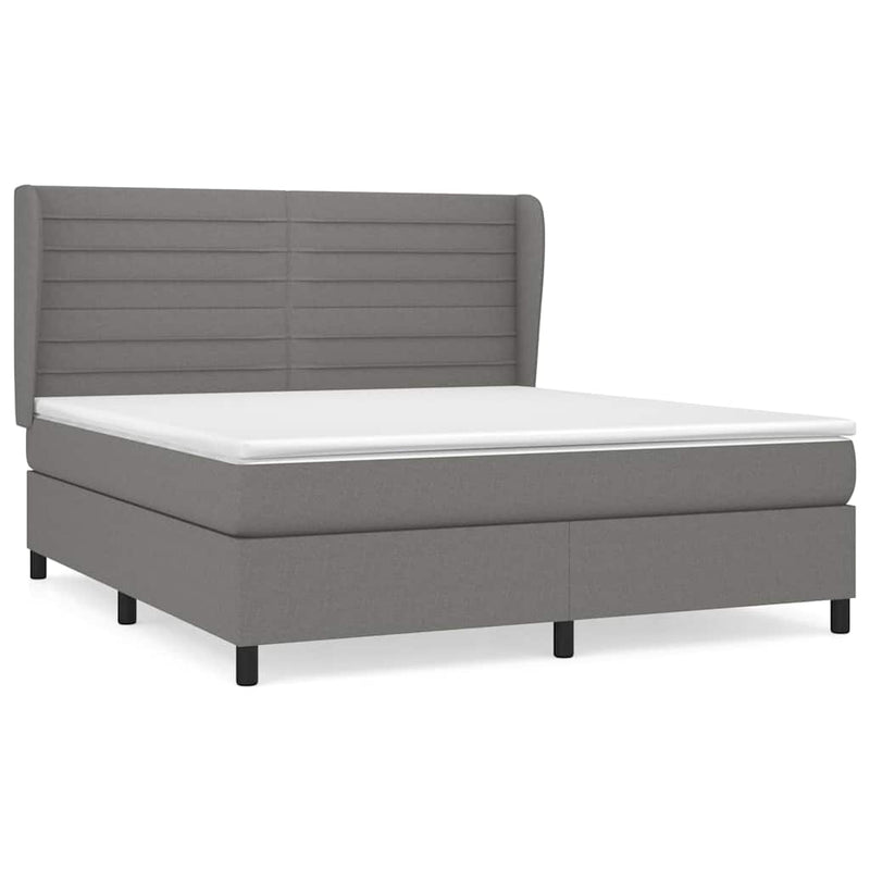 Pat box spring cu saltea, gri închis, 180x200 cm, textil