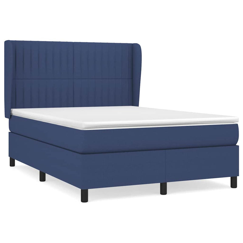 Pat box spring cu saltea, albastru, 140x200 cm, textil