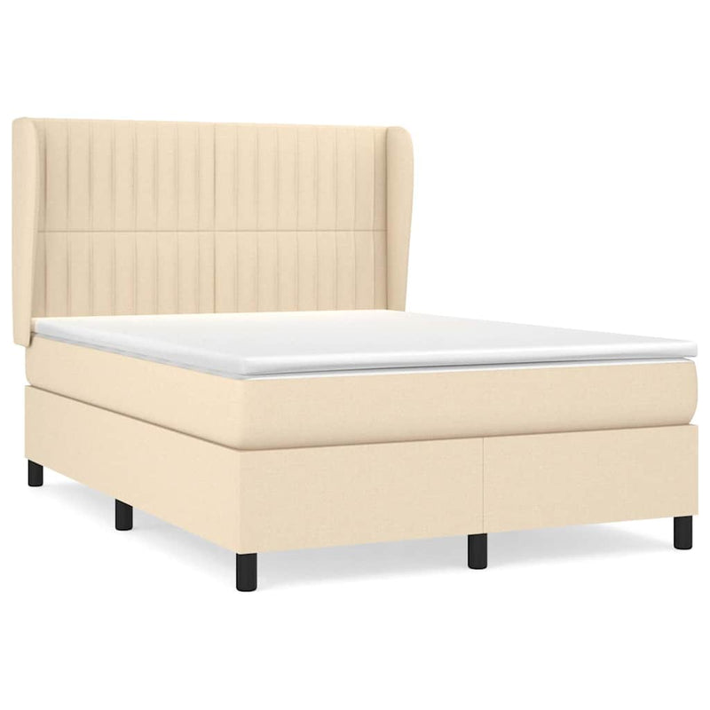 Pat continental cu saltea, crem, 140x200 cm, material textil