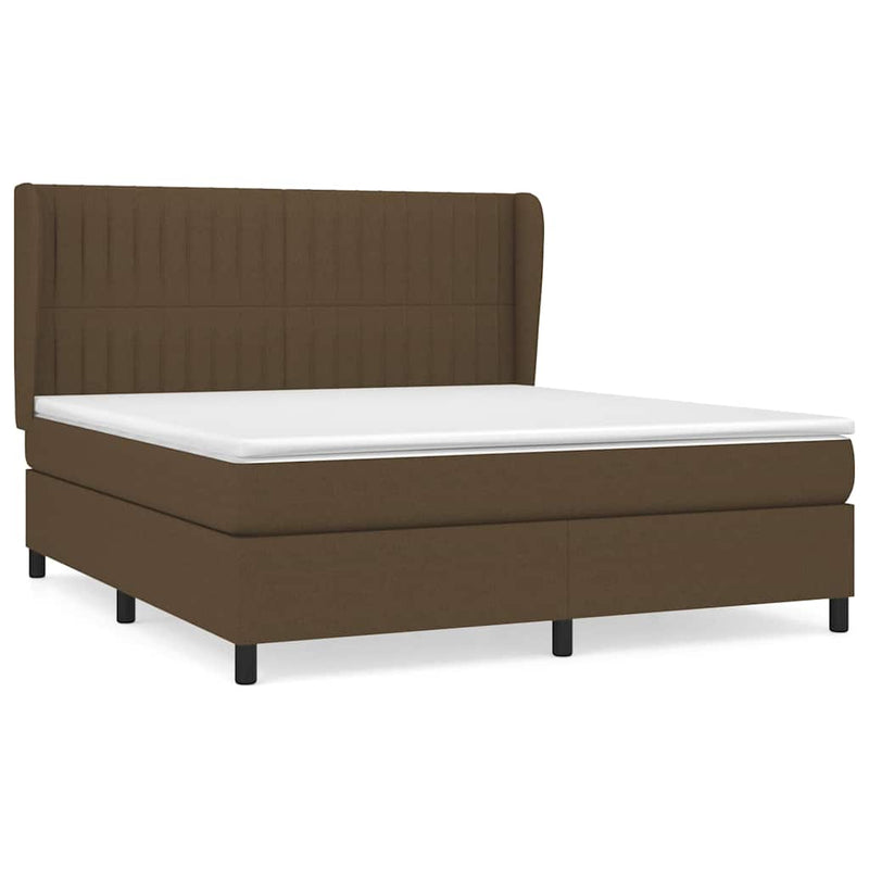 Pat box spring cu saltea, maro închis, 160x200 cm, textil