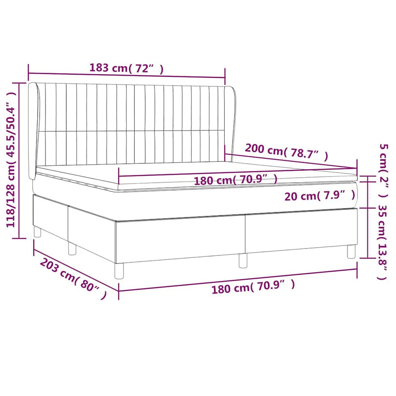 Pat box spring cu saltea, albastru, 180x200 cm, material textil