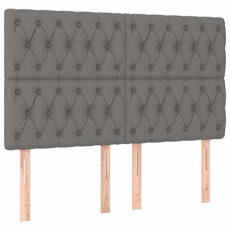 Pat box spring cu saltea, gri închis, 140x190 cm, textil