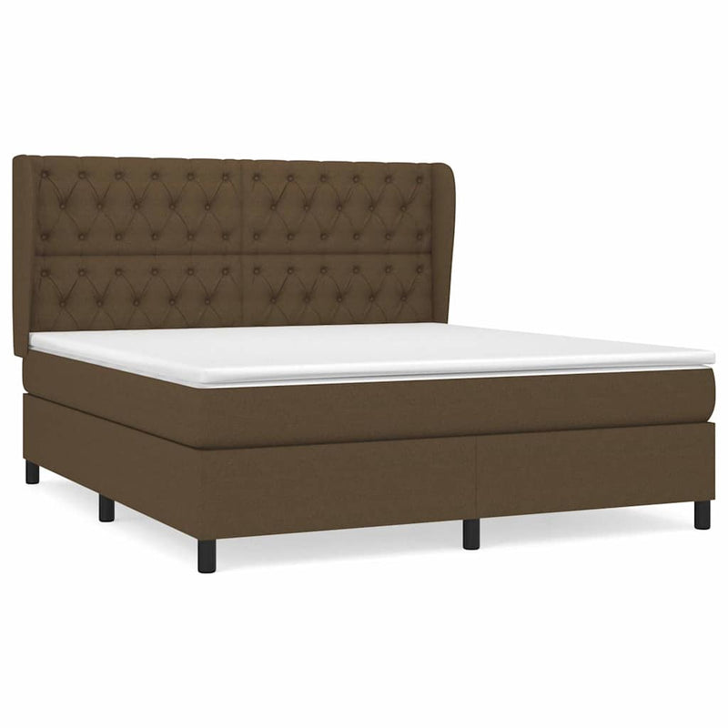 Pat box spring cu saltea, maro închis, 160x200 cm, textil