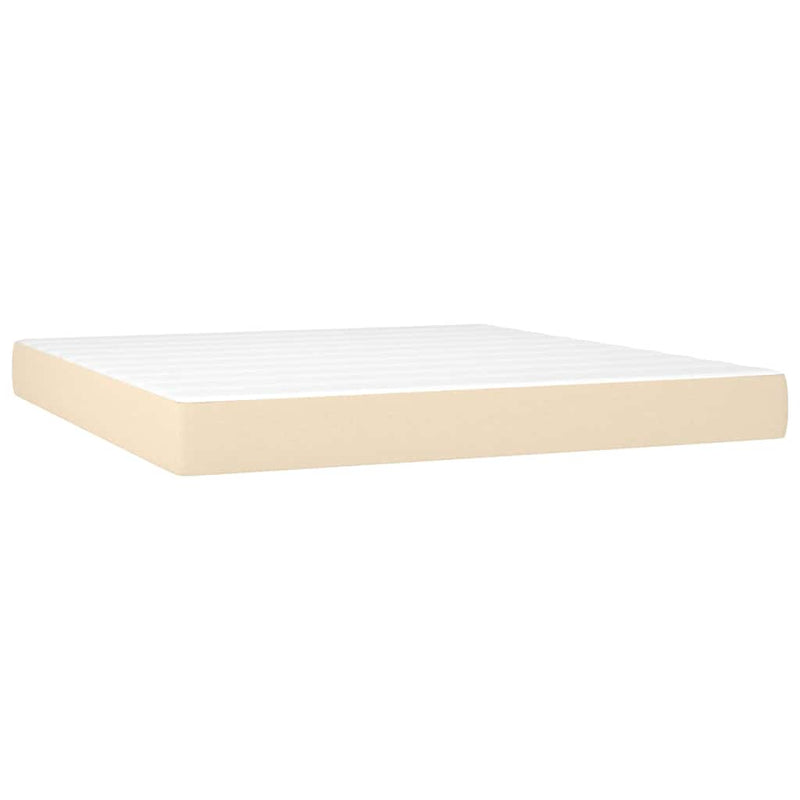 Pat box spring cu saltea, crem, 160x200 cm, material textil