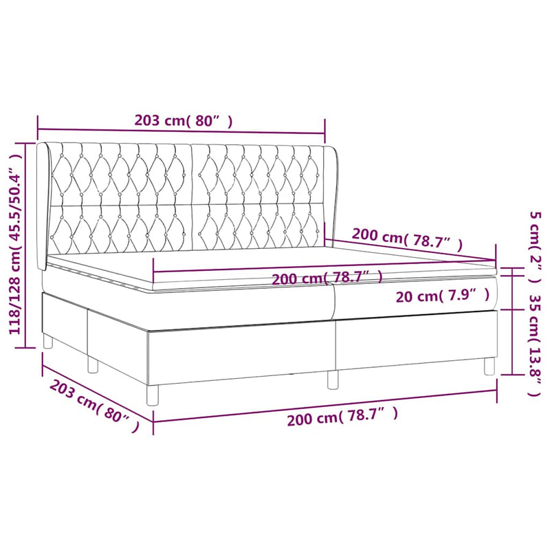 Pat box spring cu saltea, negru, 200x200 cm, textil