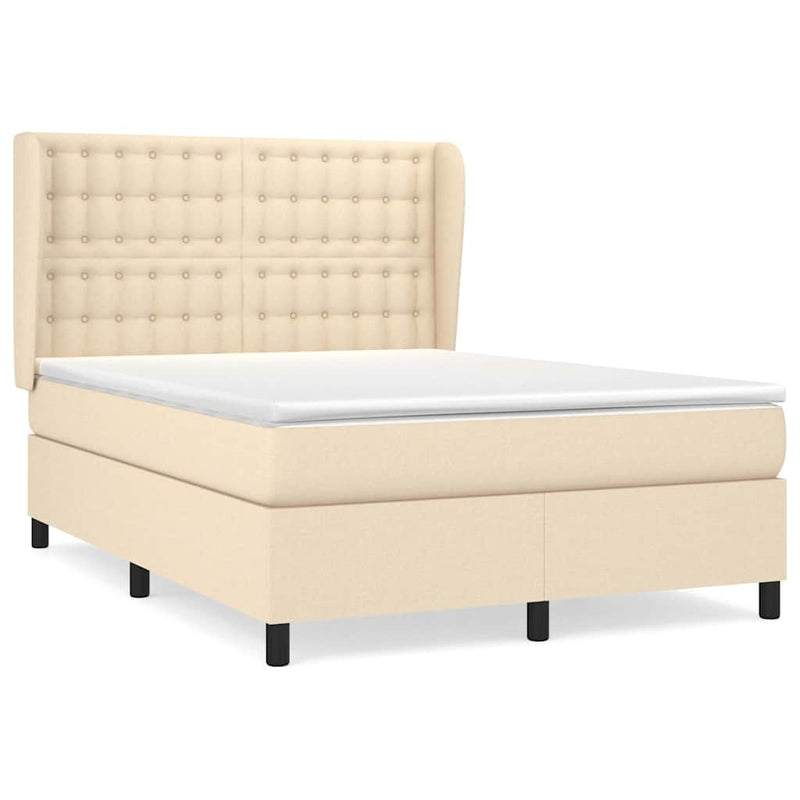 Pat continental cu saltea, crem, 140x200 cm, material textil