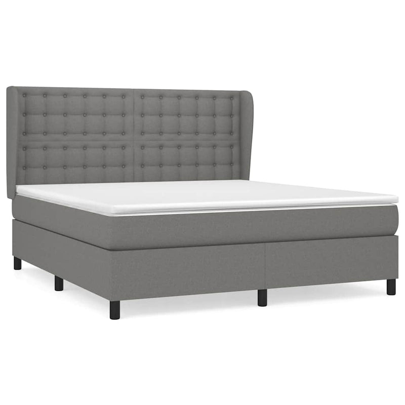 Pat box spring cu saltea, gri închis, 180x200 cm, textil