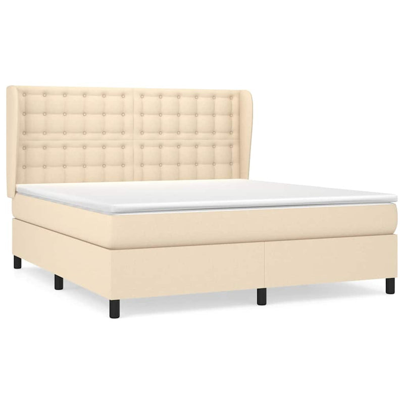 Pat continental cu saltea, crem, 180x200 cm, textil