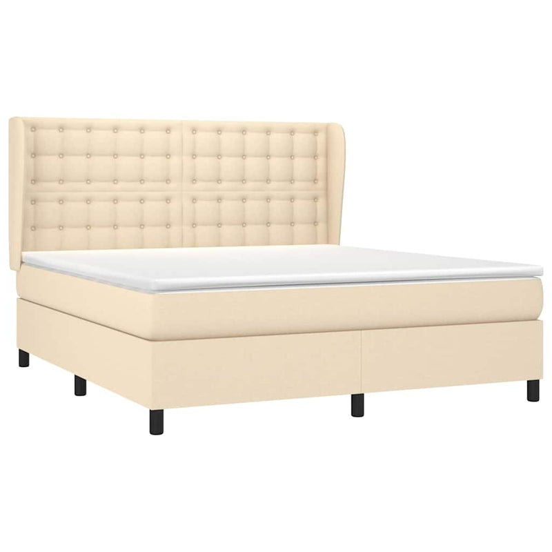 Pat continental cu saltea, crem, 180x200 cm, textil