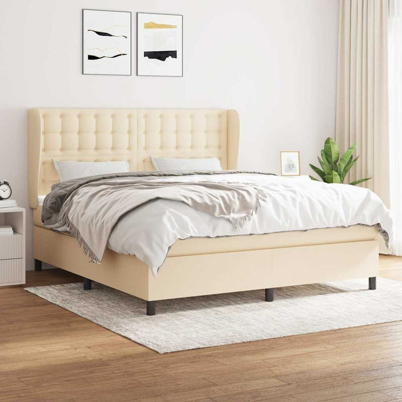 Pat continental cu saltea, crem, 180x200 cm, textil
