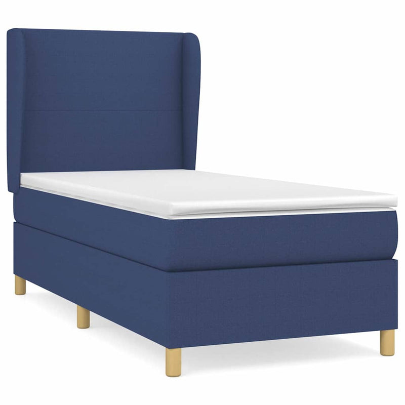 Pat box spring cu saltea, albastru, 80x200 cm, textil