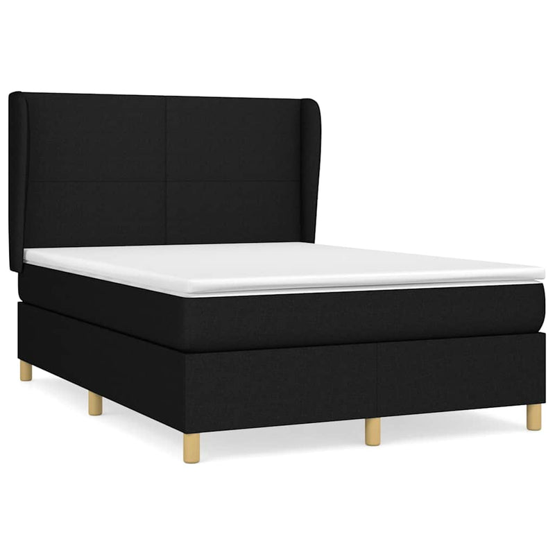 Pat box spring cu saltea, negru, 140x200 cm, textil