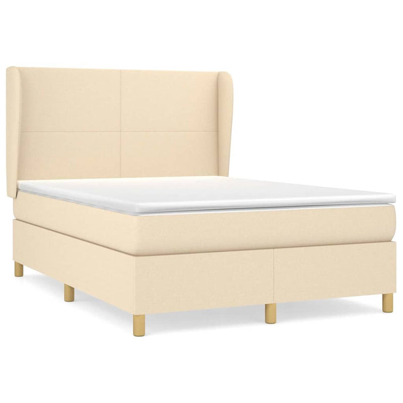 Pat continental cu saltea, crem, 140x200 cm, material textil