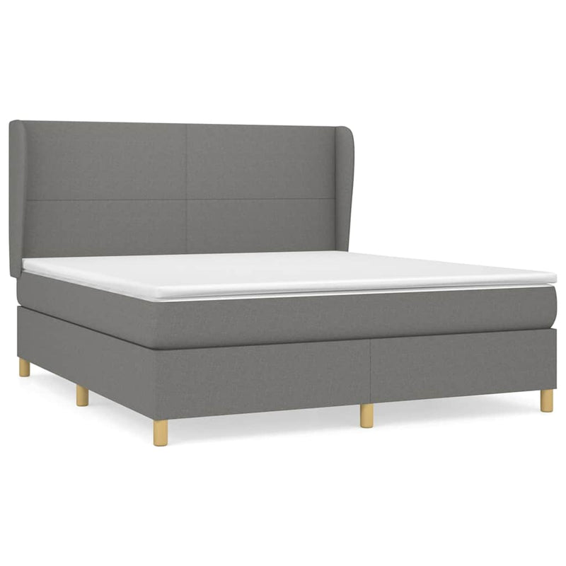 Pat box spring cu saltea, gri închis, 180x200 cm, textil