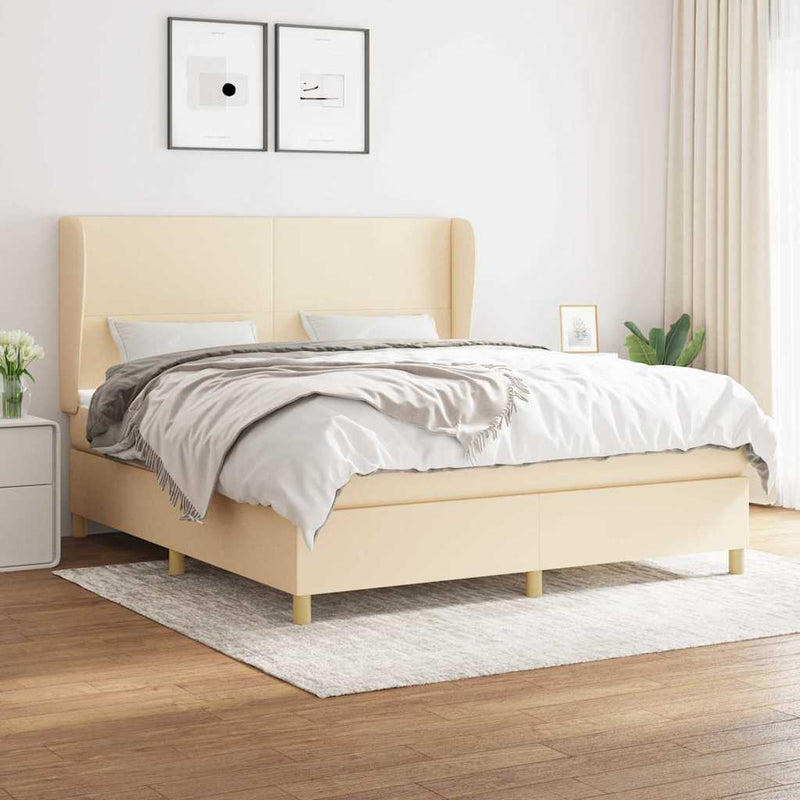 Pat continental cu saltea, crem, 180x200 cm, textil