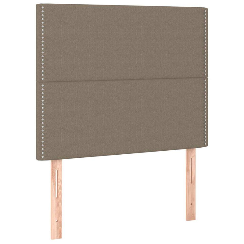 Pat box spring cu saltea, gri taupe, 90x190 cm, textil