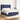Pat continental cu saltea, albastru, 140x200cm, material textil