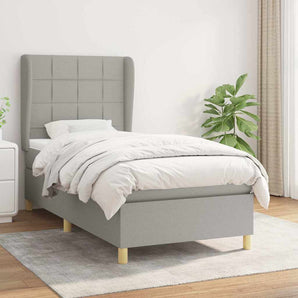 Pat continental cu saltea, gri deschis, 80x200 cm, textil