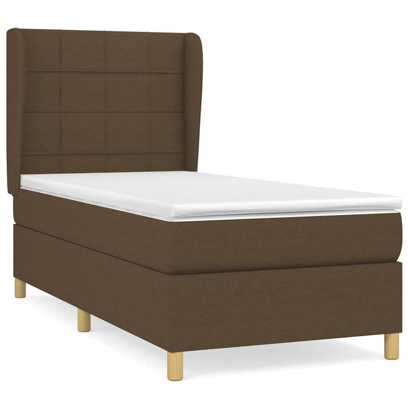 Pat box spring cu saltea, maro închis, 100x200 cm, textil