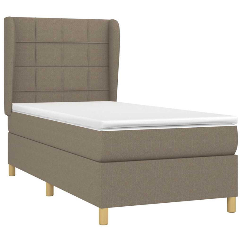 Pat box spring cu saltea, gri taupe, 100x200 cm, textil