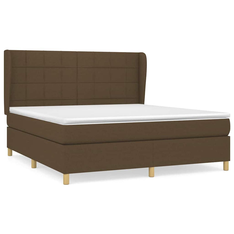 Pat box spring cu saltea, maro închis, 160x200 cm, textil