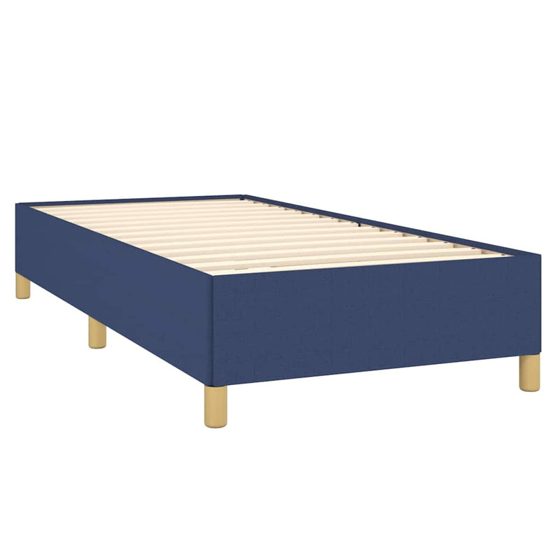 Pat box spring cu saltea, albastru, 90x200 cm, textil