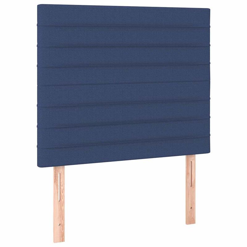Pat box spring cu saltea, albastru, 90x200 cm, textil