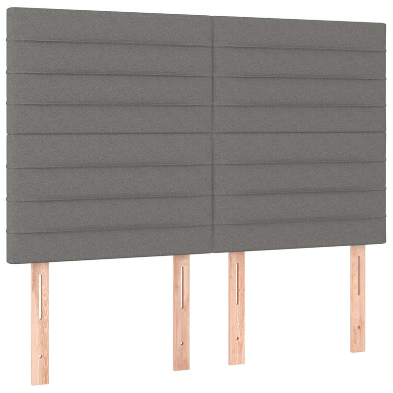 Pat box spring cu saltea, gri închis, 140x190 cm, textil