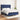 Pat box spring cu saltea, albastru, 140x200 cm, textil