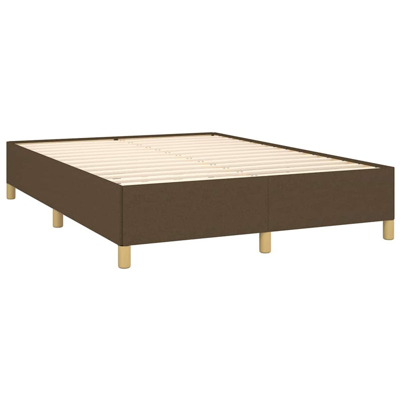 Pat continental cu saltea, maro închis, 140x200 cm, textil